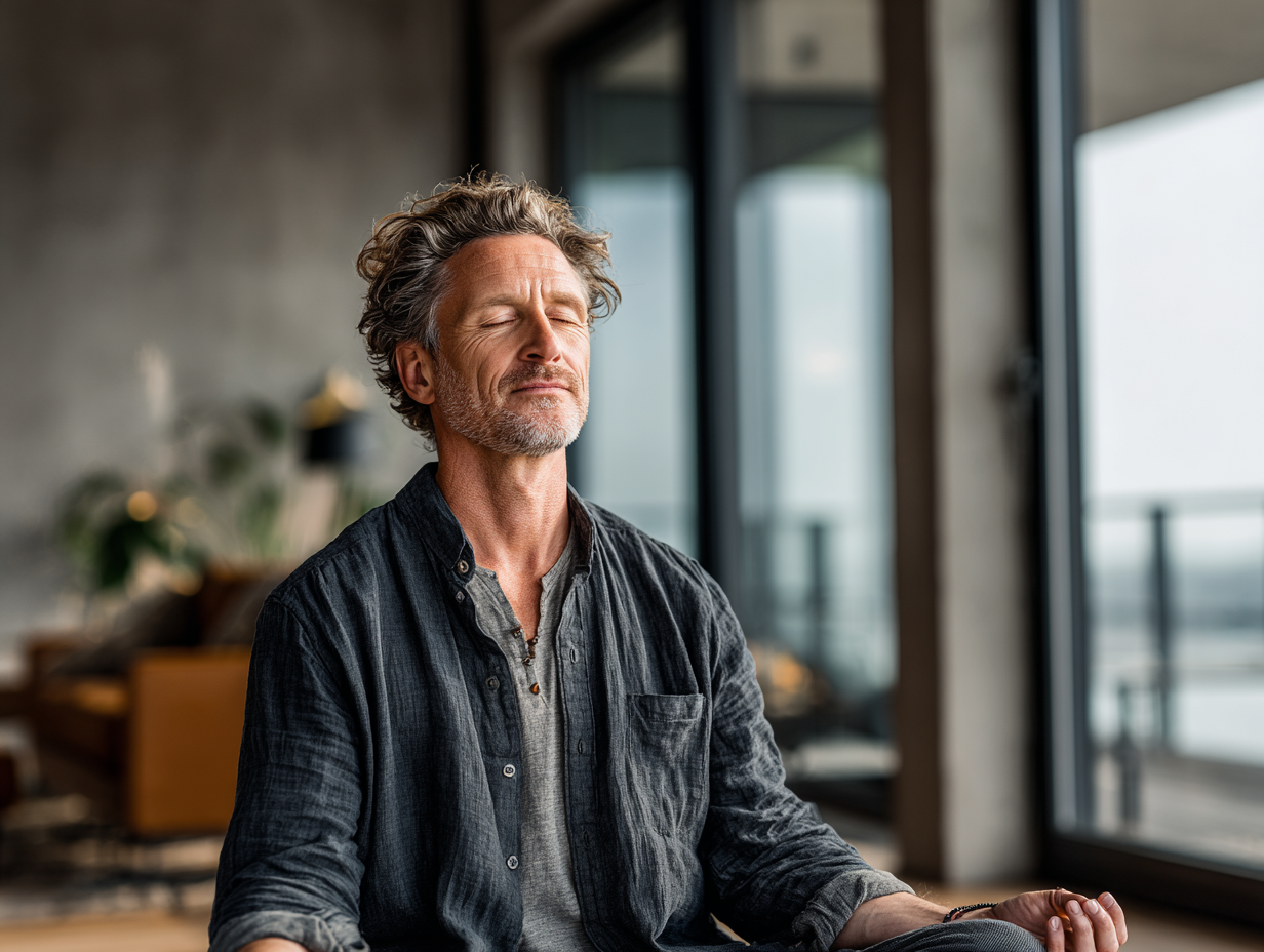 Зрілий чоловік у спортивному залі